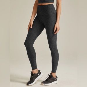 Beyond Yoga Spacedye Caught in the Midi High Waisted Legging, Black-Charcoal LG